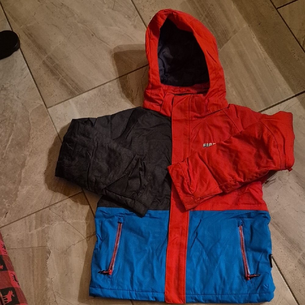 Kids Red and Blue Puffer Jacket